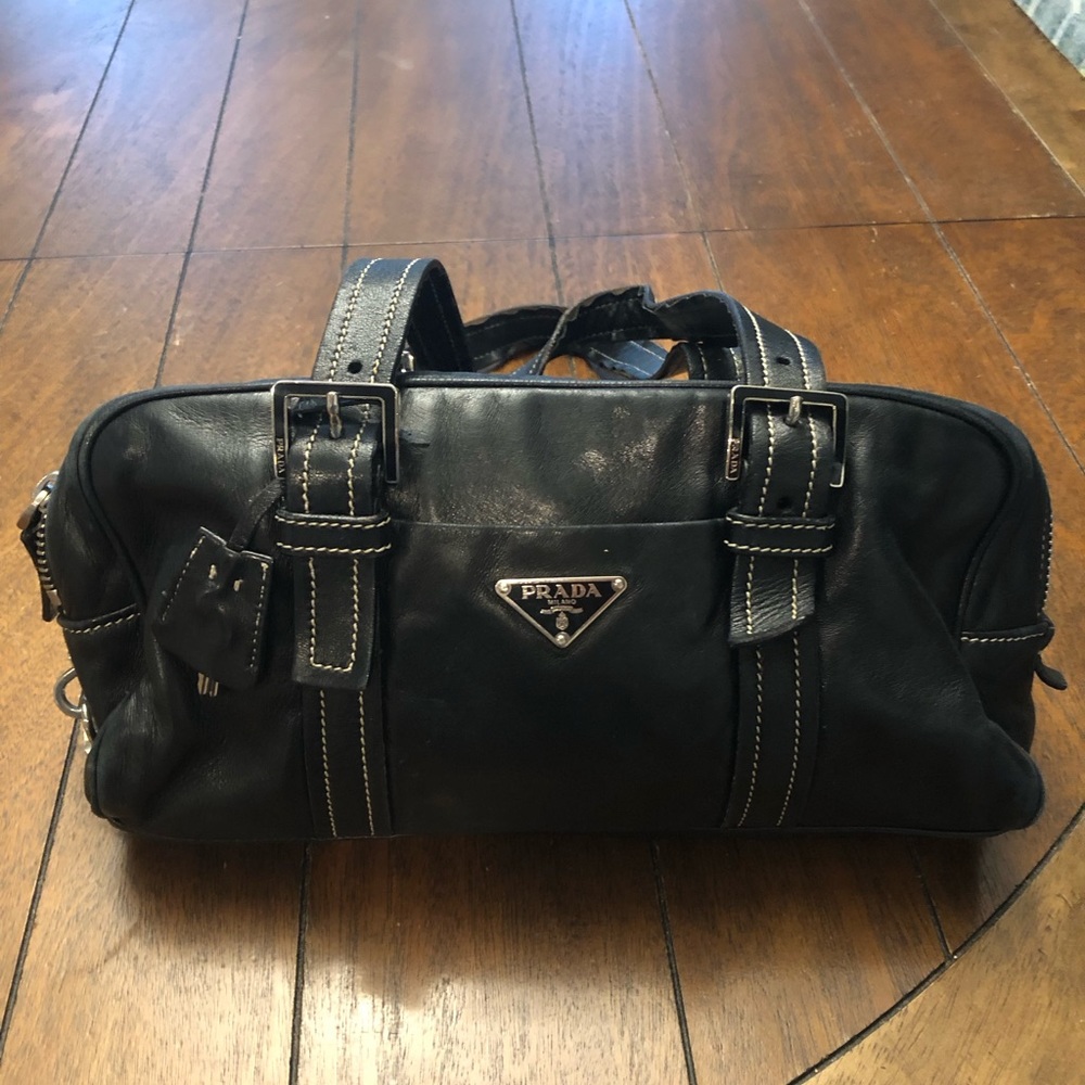 Vintage Black Prada, soft lambskin, leather satchel bag. - Picture 1 of 6